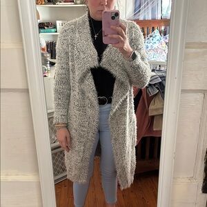 BB Dakota Gray Oversized Long Cardigan with Chunky Knit and Shawl Collar
